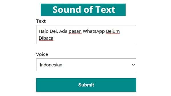Cara Menggunakan Sound Of Text